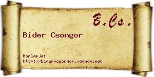 Bider Csongor névjegykártya